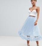 Prettylittlething 3d Floral Tulle Skirt - Blue