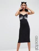 Asos Tall Halloween Skeleton Hands Midi Dress - Black