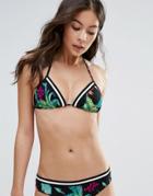 Seafolly Tropical Leaf Print Bikini Top - Black