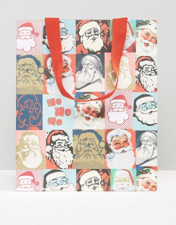 Paperchase Holidays Santa Heads Medium Gift Bag - Multi