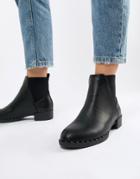 New Look Flat Boot With Studs In Black - Black