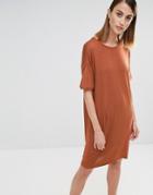 Selected Elva T-shirt Dress - Rustic Brown