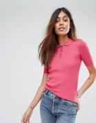 Only Susan Rib Polo Shirt - Pink