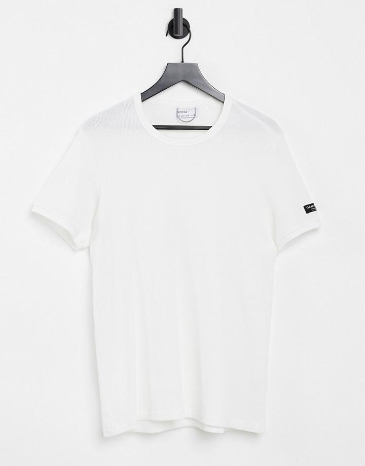 Bershka Loose Fit Waffle T-shirt In White