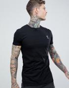 Religion Muscle Fit T-shirt With Pleated Hem In Black - Black