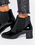 Daisy Street Black Patent Chelsea Boots - Black Patent