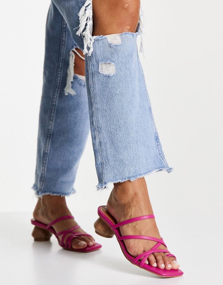 Asos Design Hillary Strappy Heeled Mules In Pink