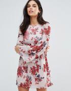Oh My Love Bell Sleeve Printed Smock Dress - White