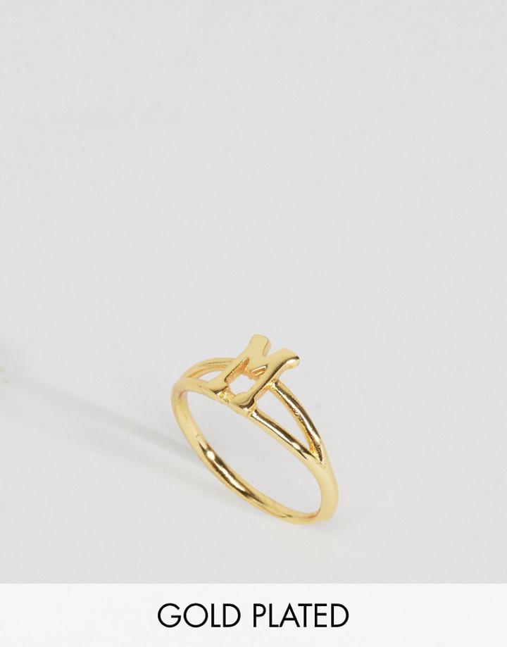Rock N Rose Monogram Initial M Ring - Gold