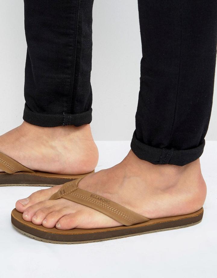 Billabong All Day Leather Flip Flops - Tan