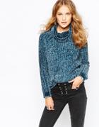 Stitch & Pieces Chenille Roll Neck Sweater - Teal $24.00