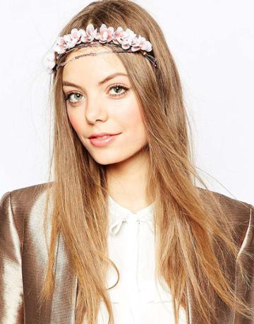 Asos Mini Rose And Bead Hair Crown - Brown