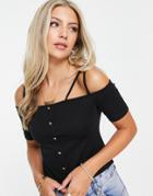 Urban Revivo Strappy Jersey Top In Black