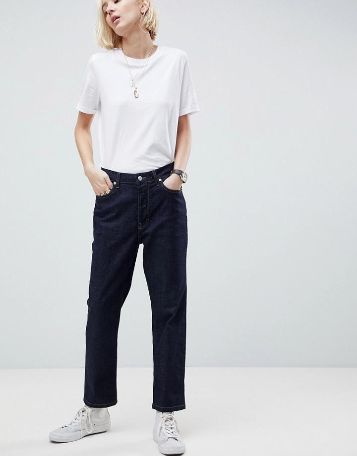 Asos White Straight Leg Jeans-blue