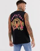 Asos Design Relaxed Sleeveless T-shirt With Neon Back Print - Black