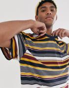 Brooklyn Supply Co Oversized T-shirt In Dark Stripes-multi