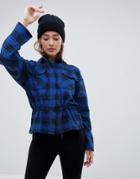 Asos Design Check Shirt With Waist Detail - Multi