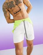 Asos Design Swim Shorts In Cut And Sew Mid Length-grey