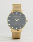 Christin Lars Gold Crystal Watch With Black Dial