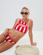 French Connection Cut Out Stripe Bikini Set With Skimpy Cut Bottoms
