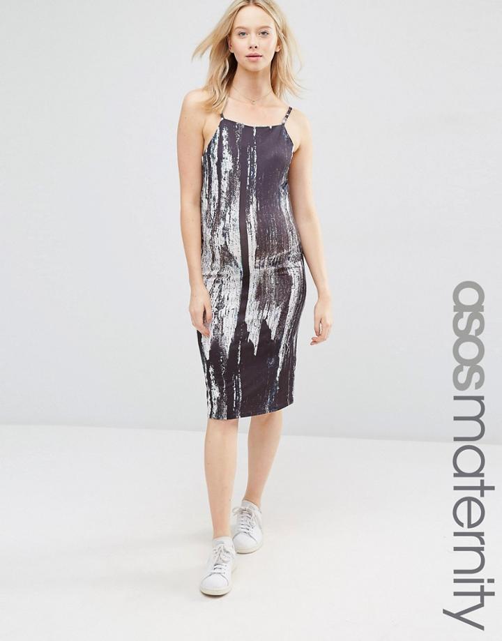 Asos Maternity Midi Cami Dress In Abstract Print - Multi