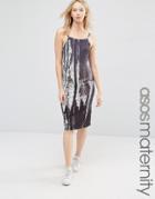 Asos Maternity Midi Cami Dress In Abstract Print - Multi