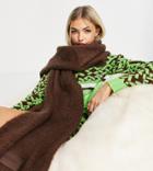 Collusion Unisex Fluffy Knit Scarf In Brown