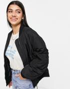 Monki Joy Recycled Bomber Jacket In Black