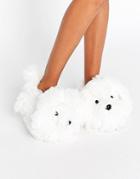 New Look Fluffy Dog Slipper - White