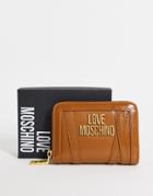Love Moschino Small Zip Around Wallet In Tan-brown