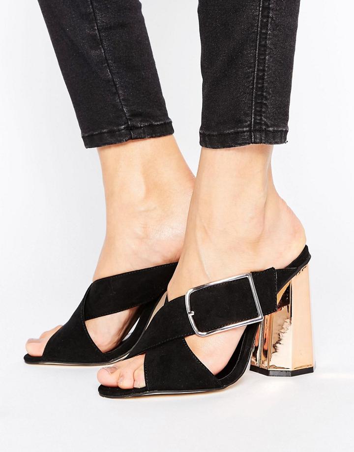 New Look Buckle Suedette Heeled Mule - Black
