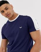 Threadbare Panel T-shirt-navy