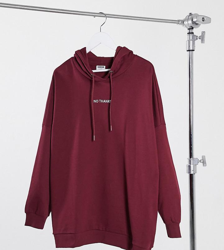 Noisy May Curve Oversized Hoodie With Slogan In Red