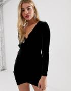 Parisian Velvet Wrap Dress-black