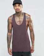 Asos Linen Mix Tank With Extreme Racer Back - Oxblood