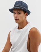 Ted Baker Syrup Straw Trilby In Blue - Blue