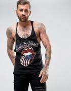 Asos Rolling Stones Extreme Racer Back Tank With Raw Edge - Black
