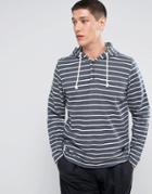 Casual Friday Overhead Hoodie With Buttons In Stripe - Navy
