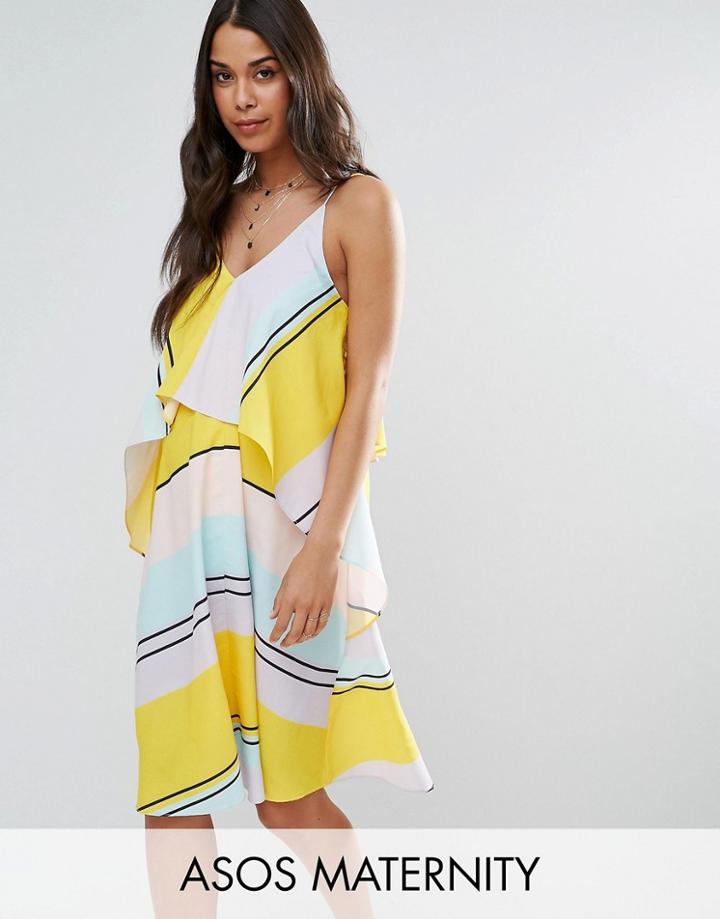 Asos Maternity Stripe Crop Top Midi Dress - Multi