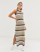 River Island Knitted Midi Dress In Stripe