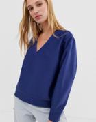 Asos White V-neck Sweatshirt In Scuba-purple