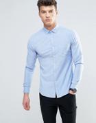 Asos Super Skinny Casual Oxford Shirt With Stretch In Blue - Blue