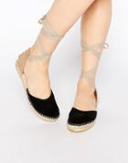 Park Lane Ankle Tie Suede Espadrilles - Black