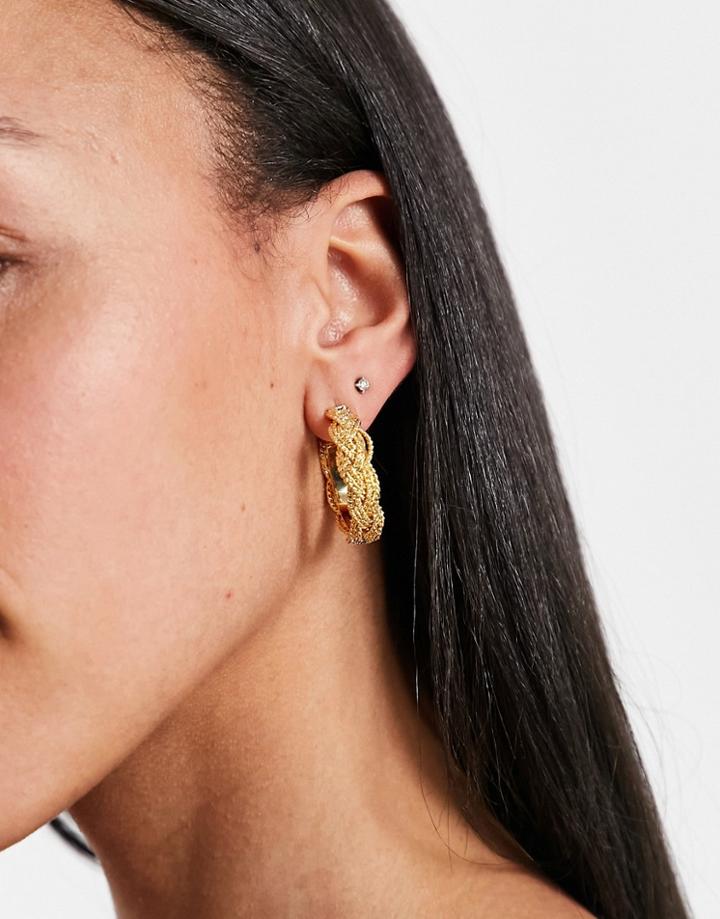 Whistles Plaited Hoop Earring In Gold