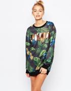 Puma Sweat Dress With All Over Eco Print & Rose Gold Logo - Multi