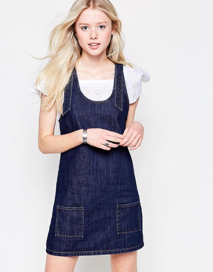 Daisy Street Denim Pinafore Dress - Denim