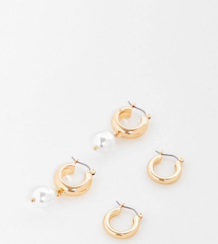 Reclaimed Vintage Inspired Hoop Multipack With Pearl-gold