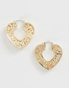 Asos Design Hoop Earrings In Vintage Style Cut Out Design In Gold Tone - Gold