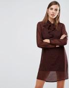 Sisley Animal Dress With Ruffle In Abstract Animal Print - Multi