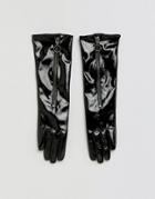Asos Patent Mid Length Gloves - Black